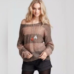 Free People Stripe Mohair Blend Sweater
